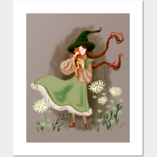 Woodland Witch with foxes Posters and Art